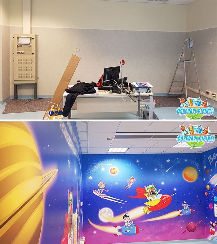 34 fotos de belos murais em hospitais do artista italiano que ajudam crianças e adultos 27