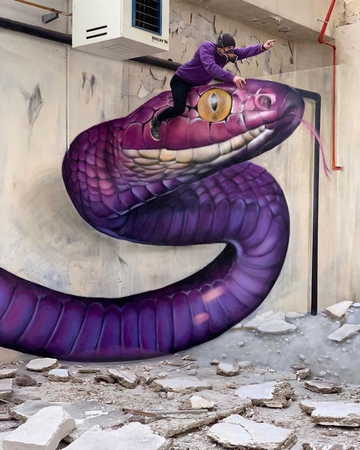 Artista de rua francês pinta grafite de criatura 3D (43 fotos) 30