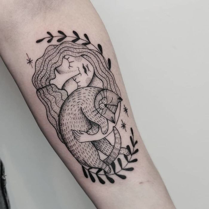 45 pessoas que fizeram tatuagens absolutamente incríveis de gatos 6