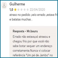 Resposta mítica de um restaurante