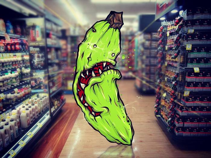 Um ilustrador adiciona monstros engraçados pela cidade 1