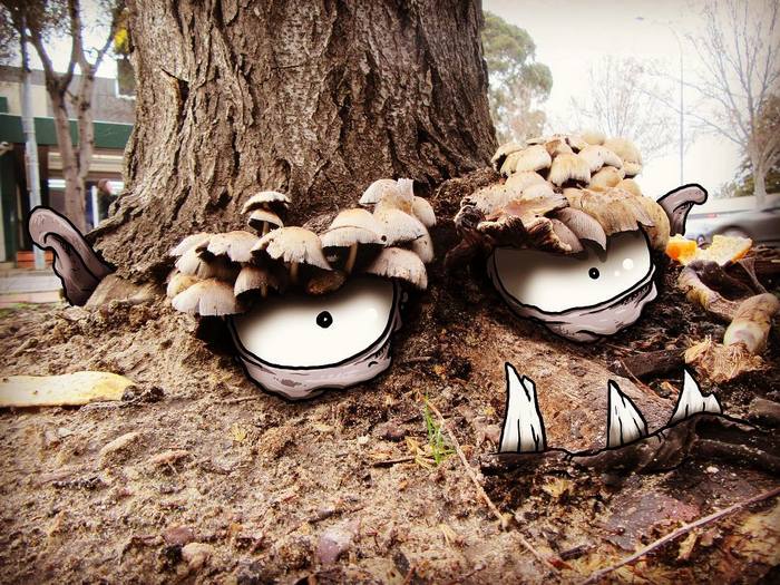 Um ilustrador adiciona monstros engraçados pela cidade 4