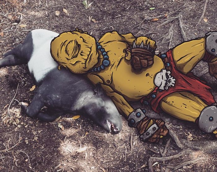 Um ilustrador adiciona monstros engraçados pela cidade 13