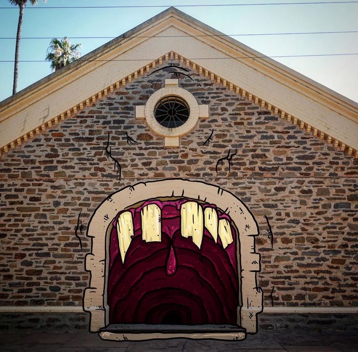 Um ilustrador adiciona monstros engraçados pela cidade 22