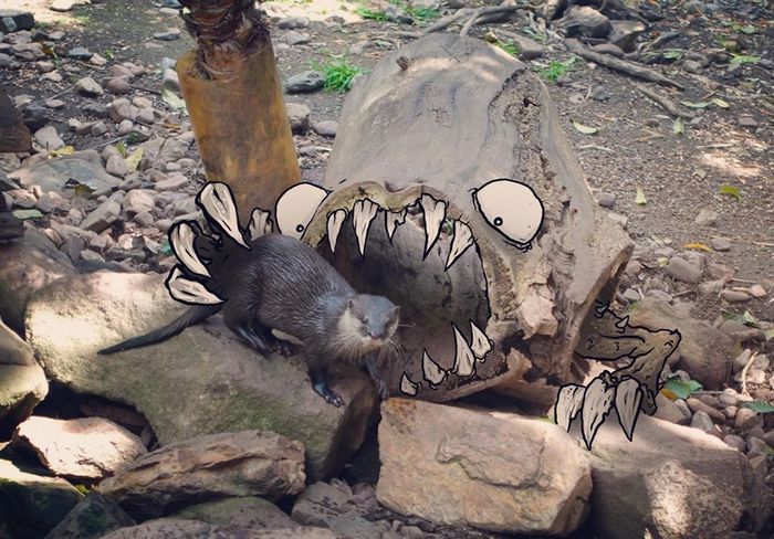 Um ilustrador adiciona monstros engraçados pela cidade 35