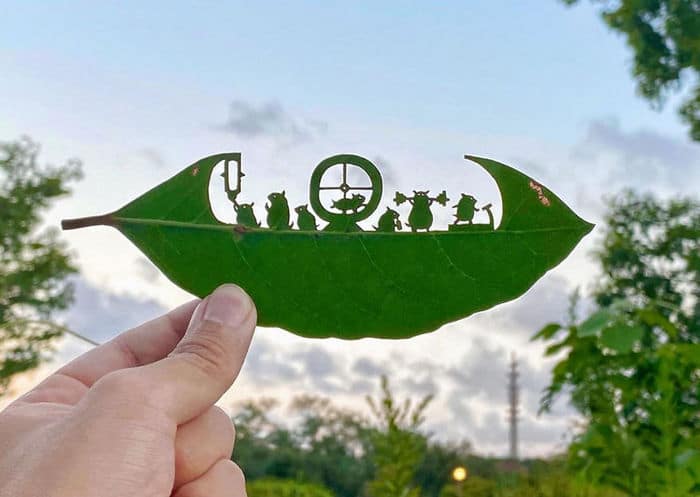 Artista japonês cria obras de arte com recortes em folhas 29