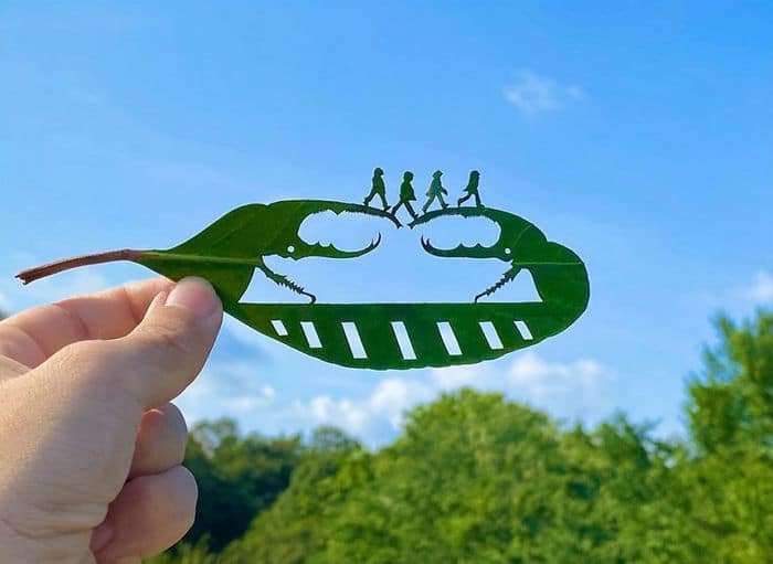 Artista japonês cria obras de arte com recortes em folhas 35