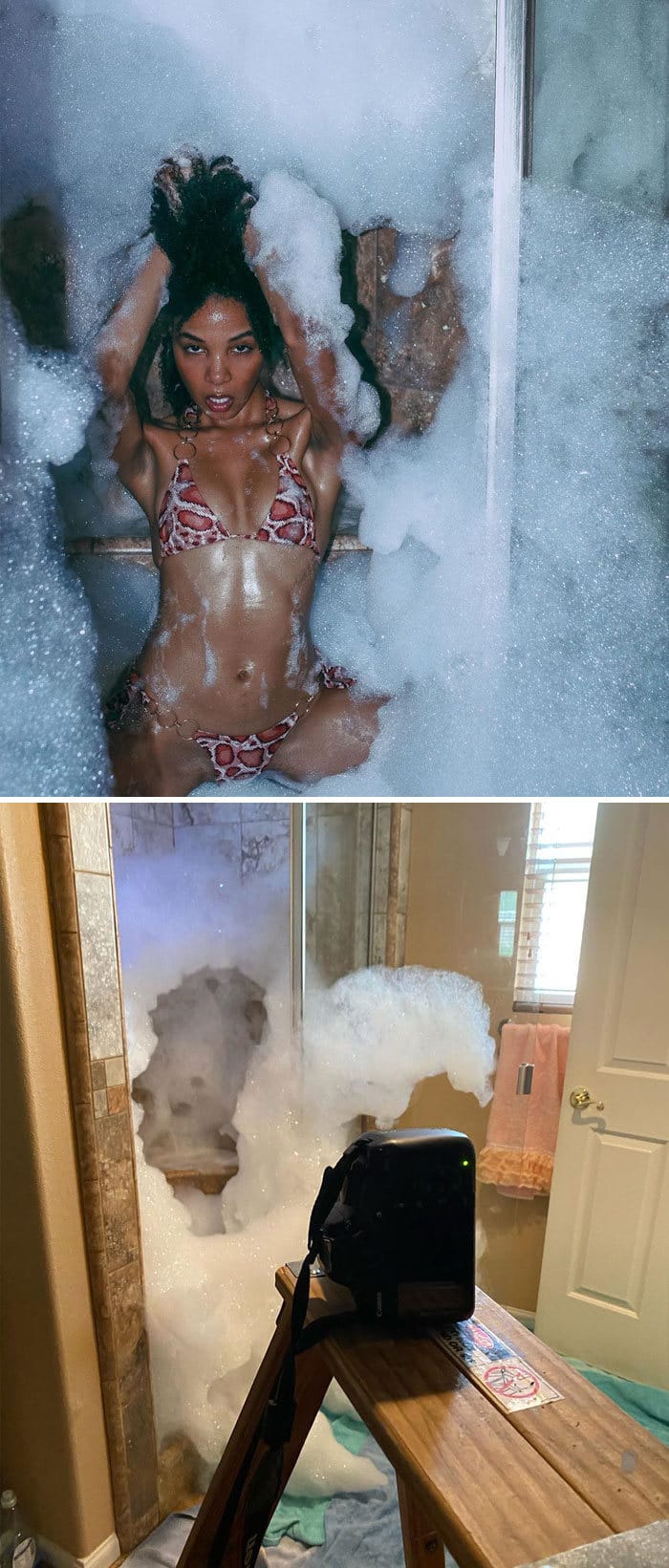 Modelo tira autorretratos dignos de capa de revista em casa totalmente sozinha 21