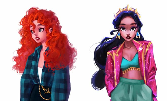 Uma artista cria looks casuais para personagens da Disney