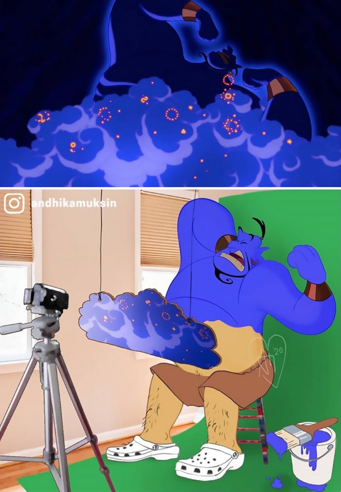 Artista imagina como é nos bastidores dos filmes da Disney 7