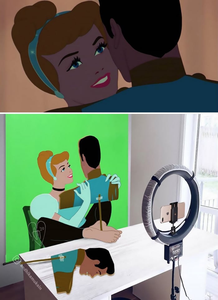 Artista imagina como é nos bastidores dos filmes da Disney 8
