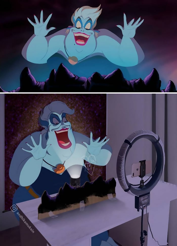 Artista imagina como é nos bastidores dos filmes da Disney 9