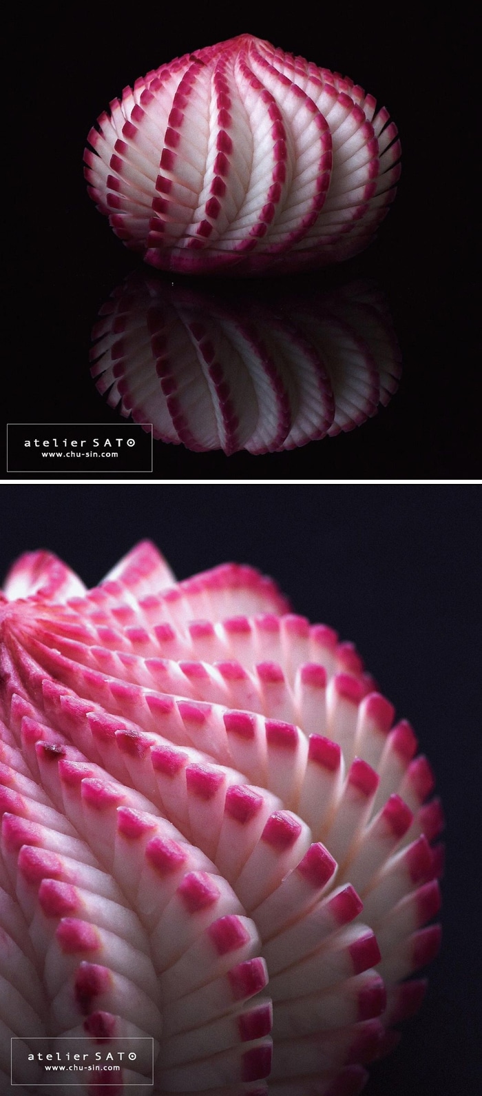 Artista japonês esculpe à mão padrões e ornamentos em comida 7