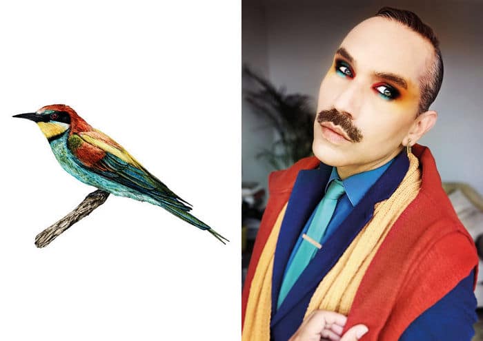 Eu crio estes looks de moda e maquiagem inspirados nos pássaros que desenho 2