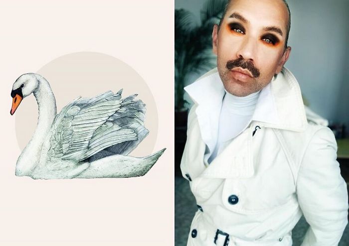 Eu crio estes looks de moda e maquiagem inspirados nos pássaros que desenho 2