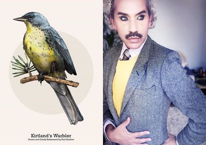 Eu crio estes looks de moda e maquiagem inspirados nos pássaros que desenho 24