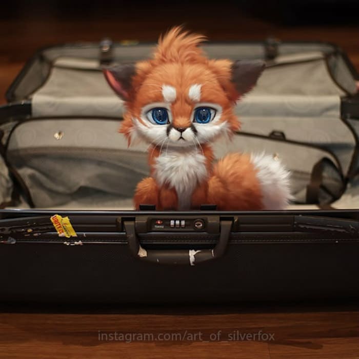 Artista coloca animais peludos digitais em situações da vida real em cenários do dia a dia 2