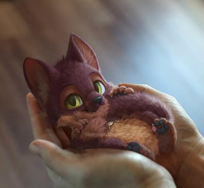 Artista coloca animais peludos digitais em situações da vida real em cenários do dia a dia 16