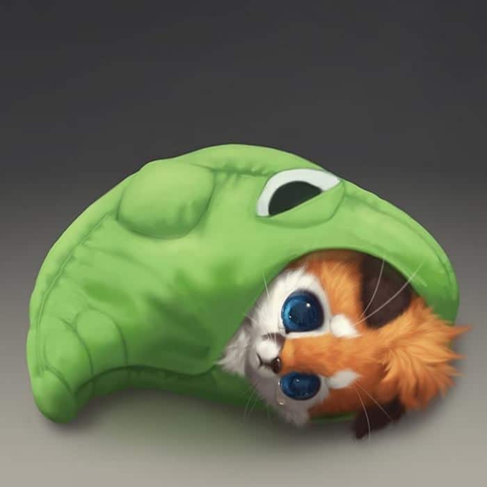 Artista coloca animais peludos digitais em situações da vida real em cenários do dia a dia 26