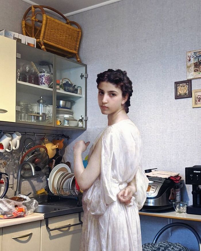 Artista insere personagens de pinturas clássicas no mundo moderno 9