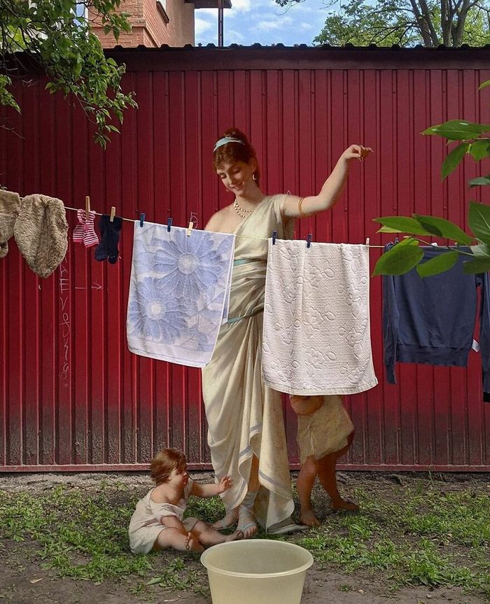 Artista insere personagens de pinturas clássicas no mundo moderno 14