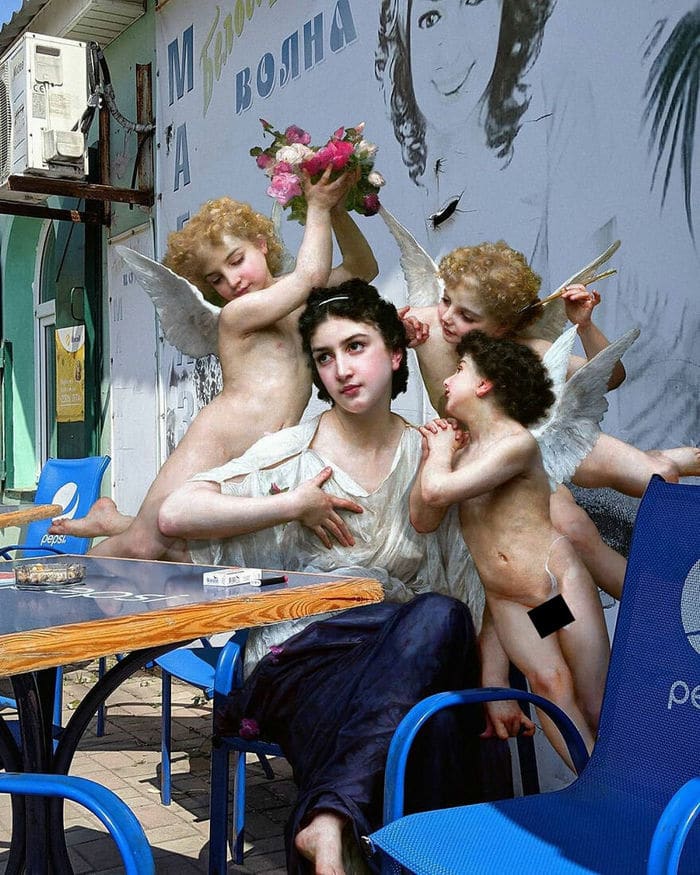 Artista insere personagens de pinturas clássicas no mundo moderno 23