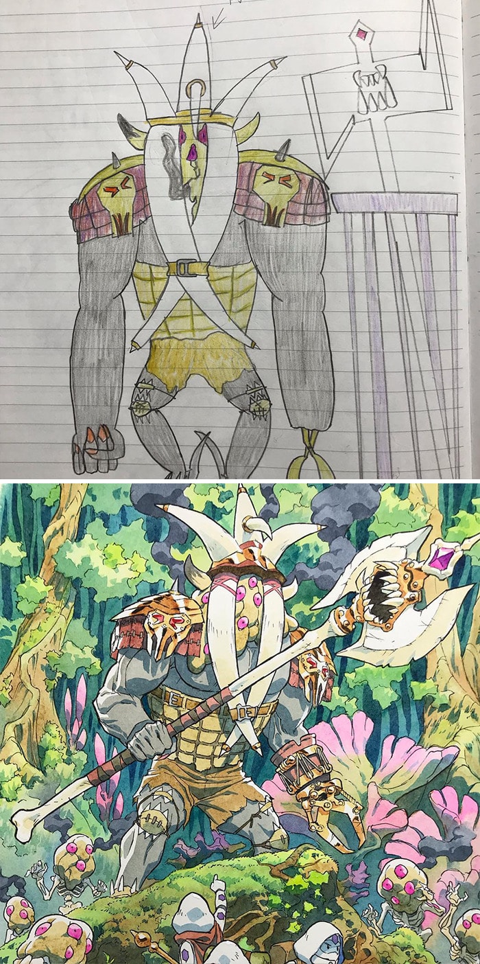 Papai transforma os rabiscos de seus filhos em personagens de anime, e o resultado é incrível 4