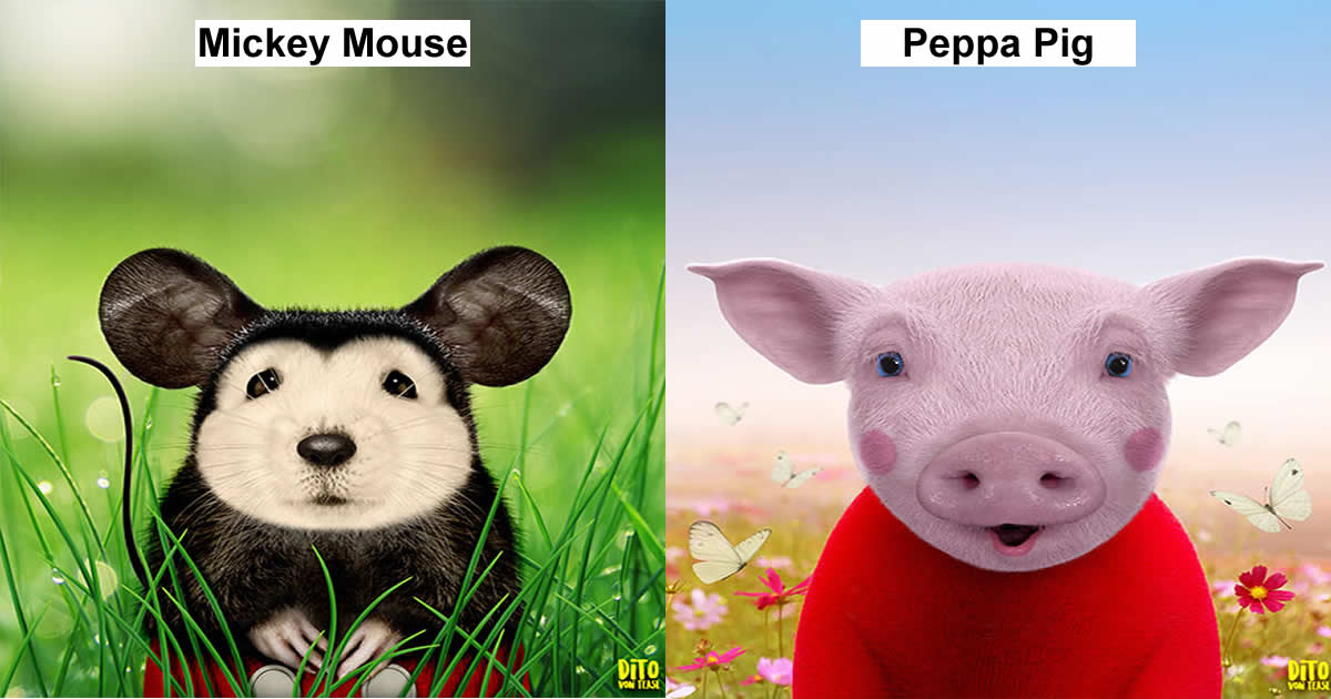 38 retratos de animais dos desenhos animado na vida real
