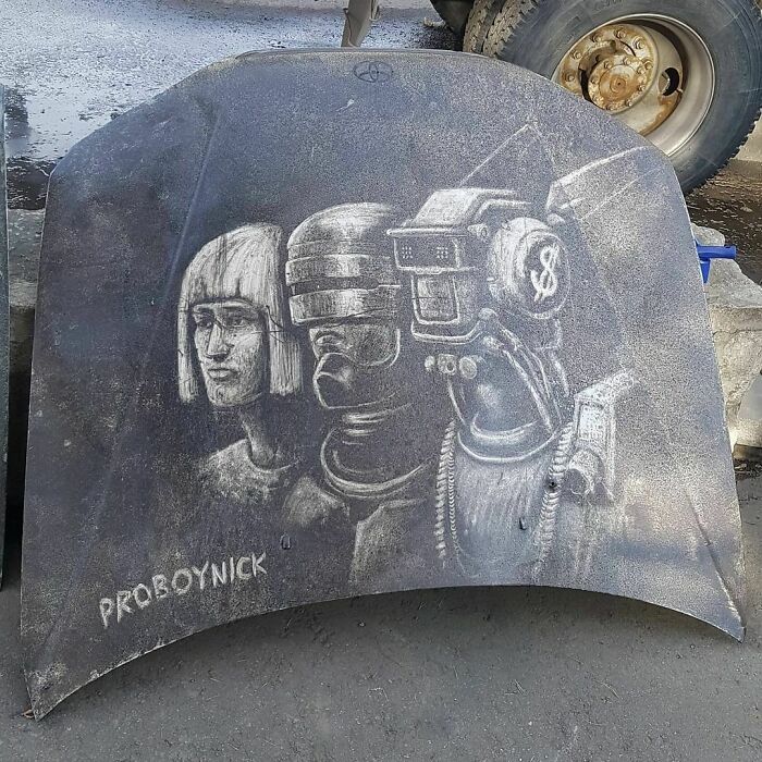 Donos de caminhões sujos encontram desenhos incríveis em seus veículos deixados por este artista 19