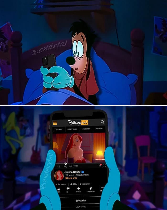 E se os personagens da Disney tivesse celulares e computadores? 3