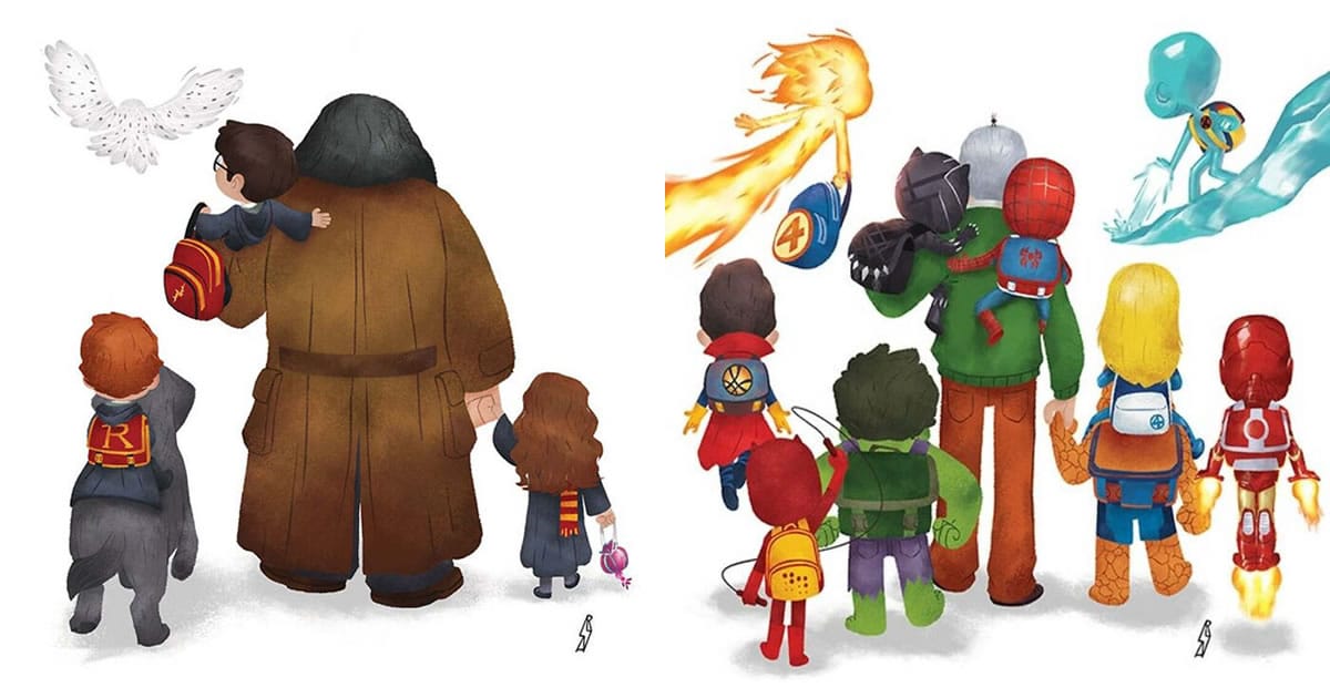 Este ilustrador desenha personagens da cultura pop como famílias