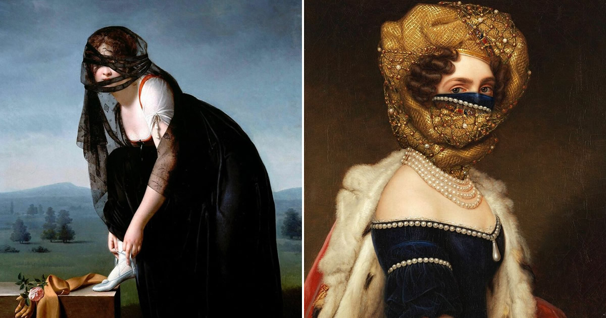 Artista coloca máscaras em pinturas clássicas, e o Instagram está adorando