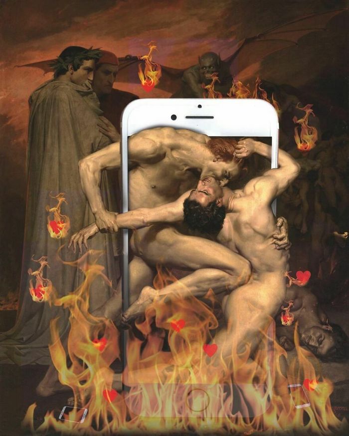 Artista digital reimagina pinturas famosas no contexto atual da tecnologia e mídia social 16