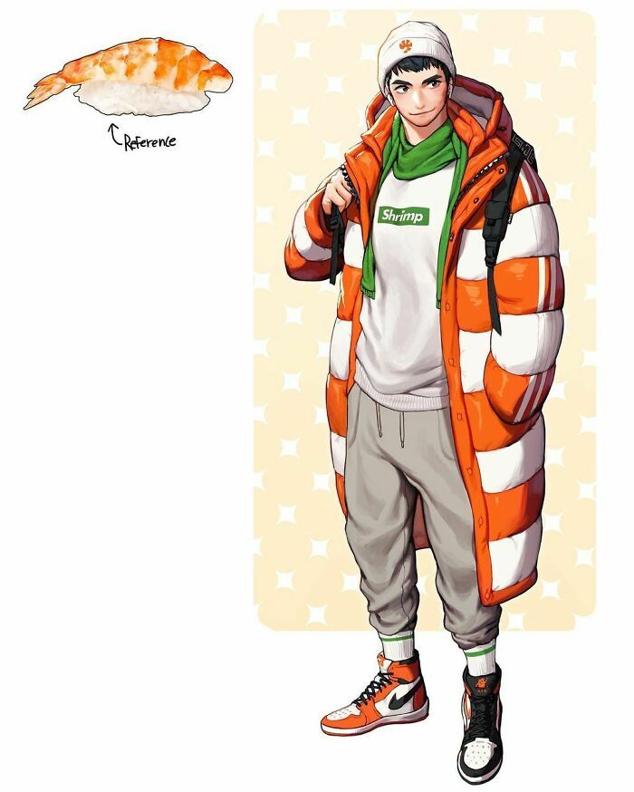 Artista reimagina animais, insetos, objetos do dia a dia e alimentos como personagens de anime 11