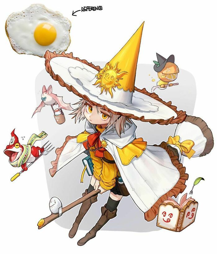 Artista reimagina animais, insetos, objetos do dia a dia e alimentos como personagens de anime 24