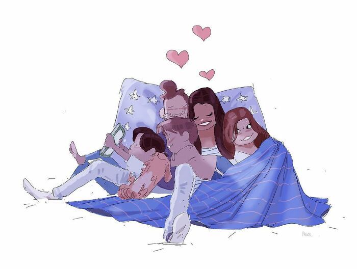 Marido retrata a vida cotidiana com sua esposa e filhos em 54 novas ilustrações comoventes 37