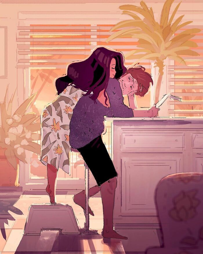 Marido retrata a vida cotidiana com sua esposa e filhos em 54 novas ilustrações comoventes 39
