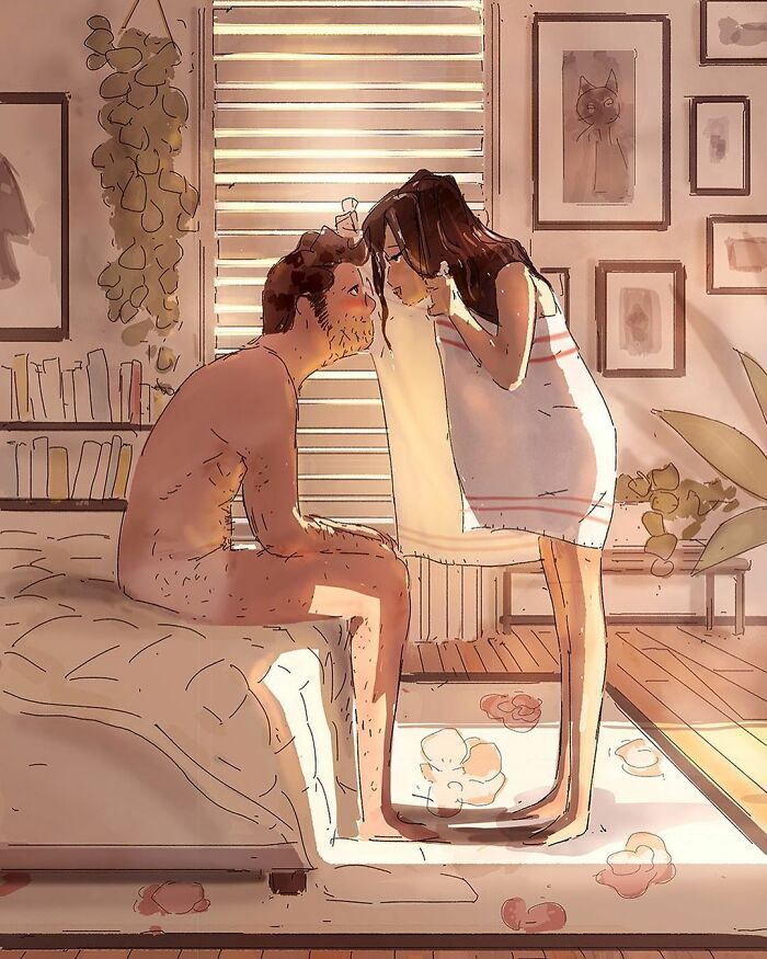 Marido retrata a vida cotidiana com sua esposa e filhos em 54 novas ilustrações comoventes 47