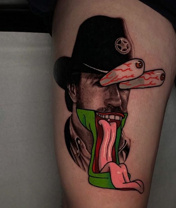 46 tatuagens de personagens populares misturadas em dois estilos diferentes 34