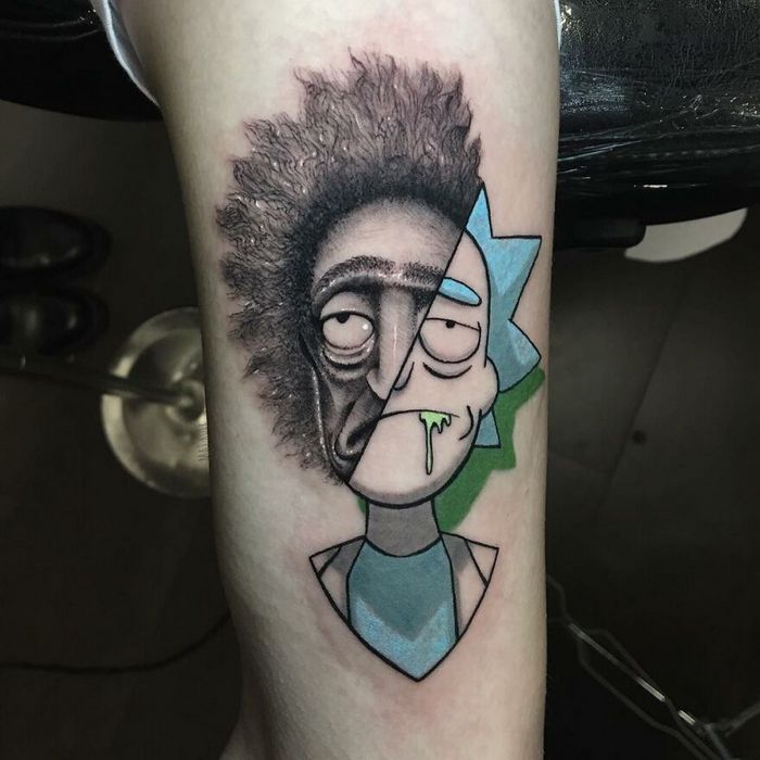 46 tatuagens de personagens populares misturadas em dois estilos diferentes 37