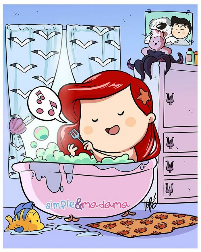 Artistas mostram como as princesas da Disney passaram seu tempo na quarentena (15 fotos) 4