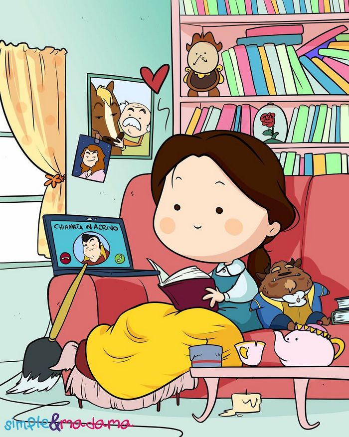 Artistas mostram como as princesas da Disney passaram seu tempo na quarentena (15 fotos) 7