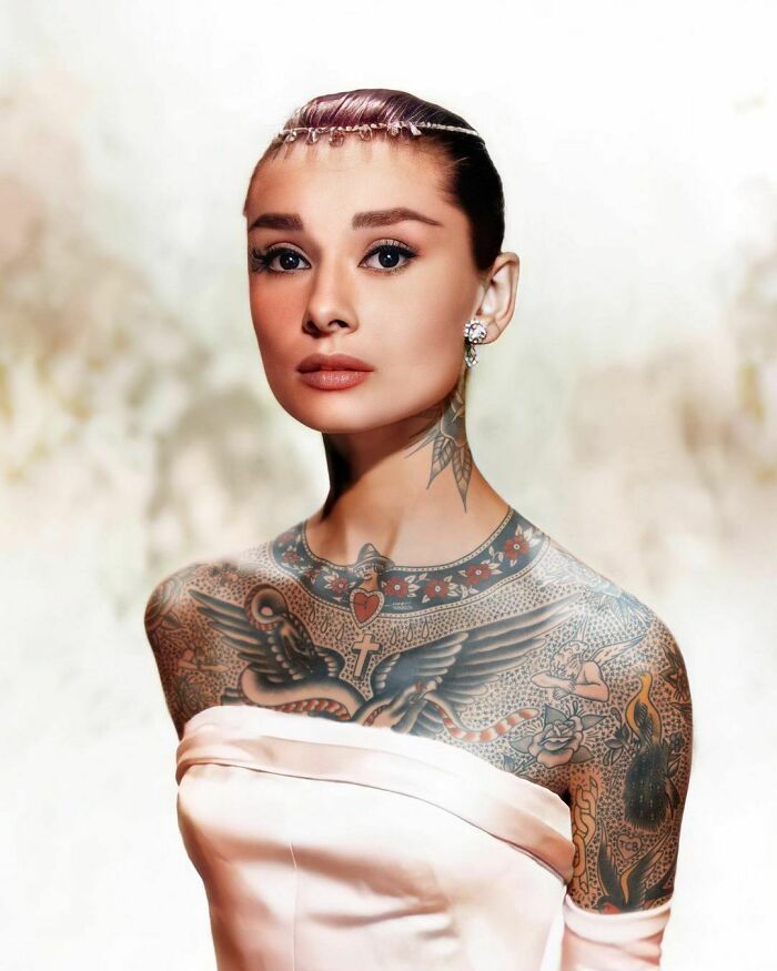 Qual seria a aparência de 48 celebridades se tivessem tatuagens legais 47