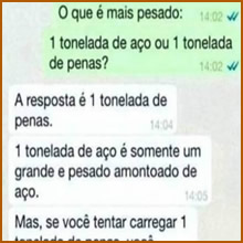 O que é mais pesado: 1 tonelada de aço ou 1 de penas?