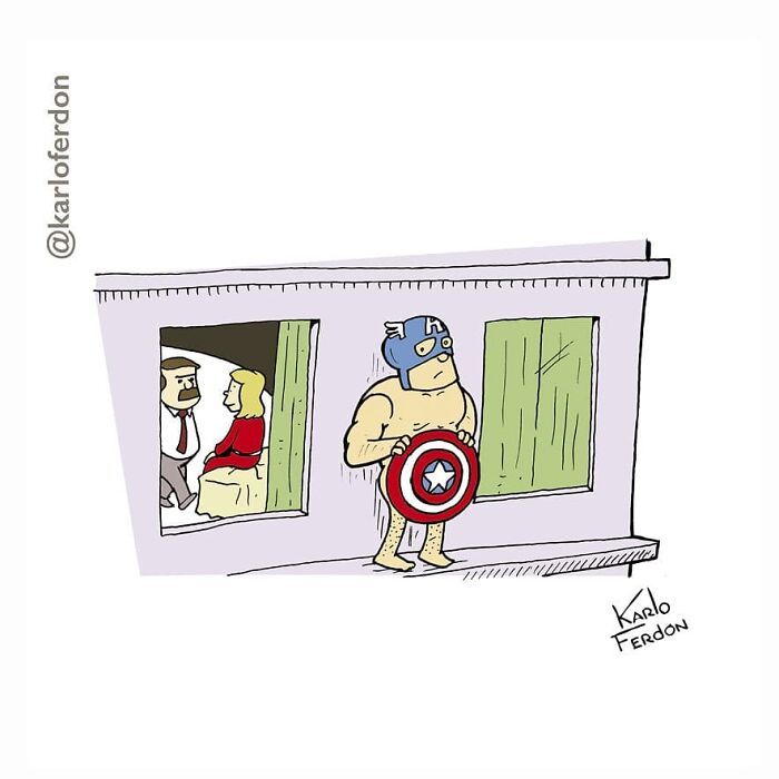 Artista mostra o que os super-heróis estão fazendo em seu tempo livre (30 fotos) 12