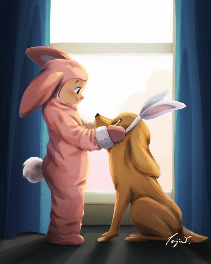 Artista ilustra fazer qualquer coisa com animais por perto é muito melhor (29 fotos) 12