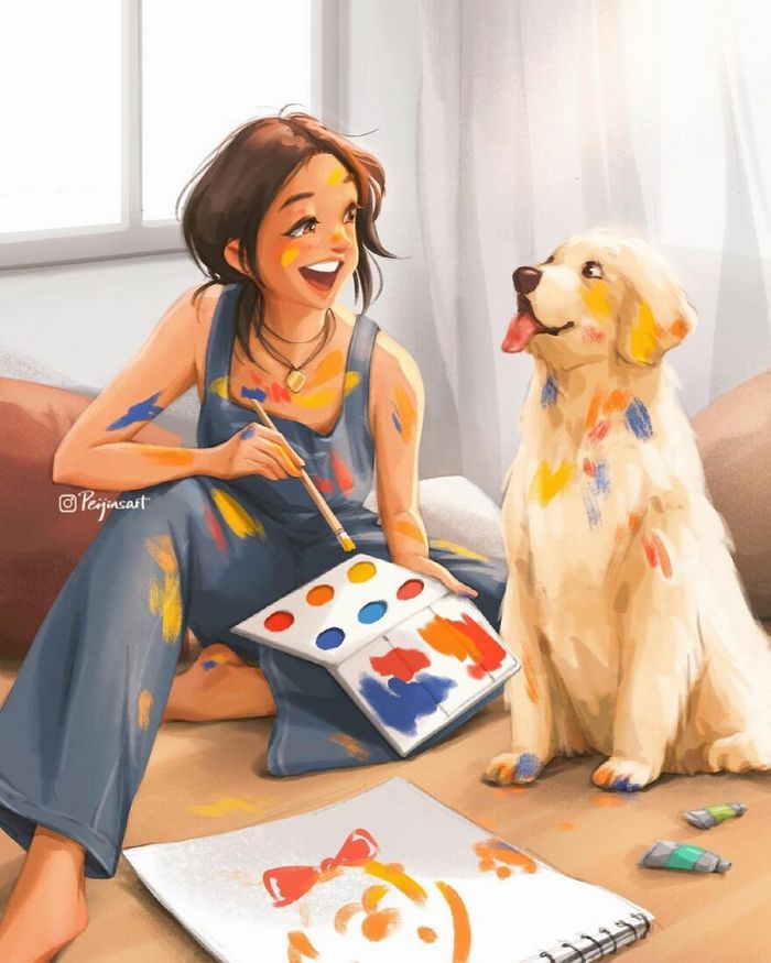 Artista ilustra fazer qualquer coisa com animais por perto é muito melhor (29 fotos) 16