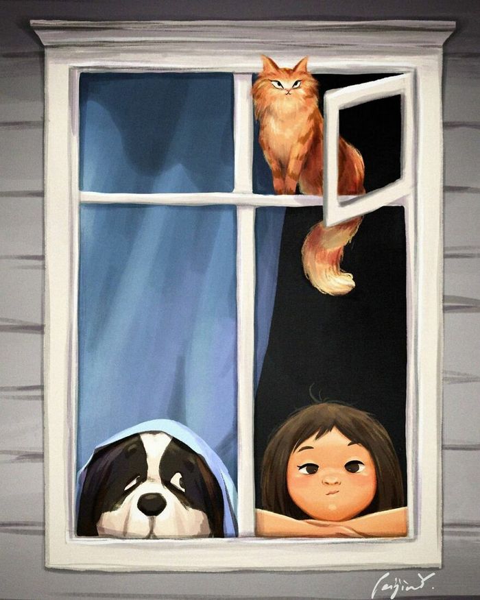 Artista ilustra fazer qualquer coisa com animais por perto é muito melhor (29 fotos) 18