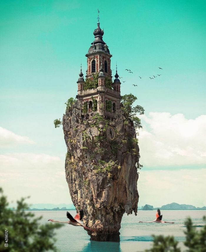 Artista digital cria imagens mágicas e surreais de arquitetura e fragmentos da natureza (42 fotos) 40