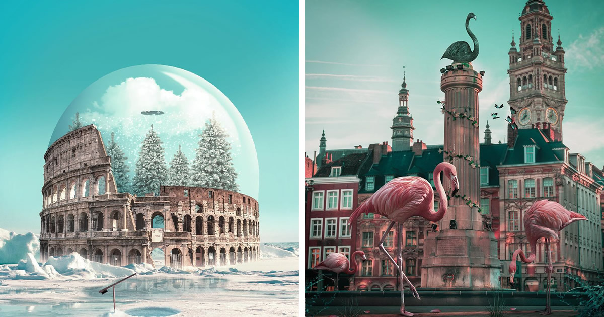 Artista digital cria imagens mágicas e surreais de arquitetura e fragmentos da natureza (42 fotos)